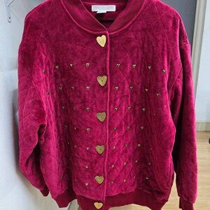 Vintage Burgundy 90s Heart Bomber jacket